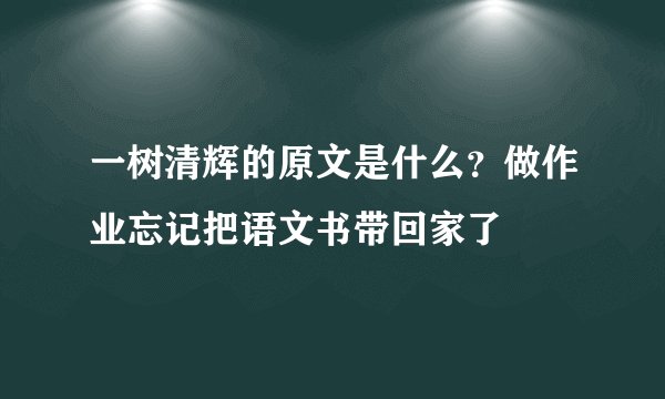 一树清辉的原文是什么？做作业忘记把语文书带回家了