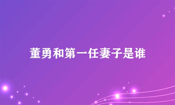 董勇和第一任妻子是谁