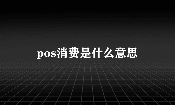 pos消费是什么意思