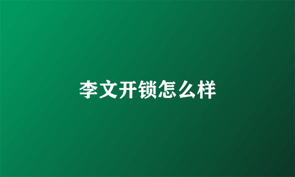 李文开锁怎么样