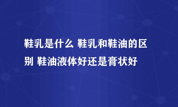 鞋乳是什么 鞋乳和鞋油的区别 鞋油液体好还是膏状好