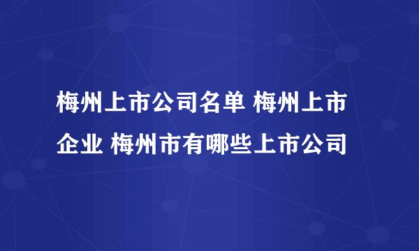 梅州上市公司名单 梅州上市企业 梅州市有哪些上市公司