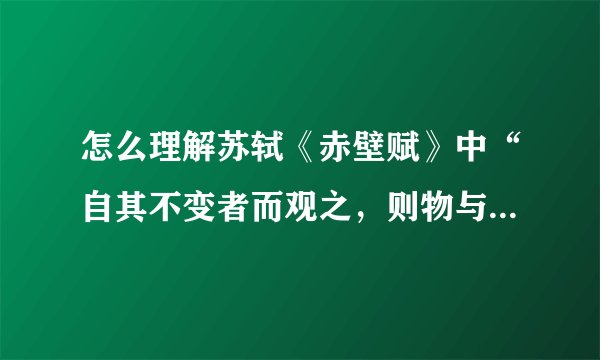 怎么理解苏轼《赤壁赋》中“自其不变者而观之，则物与我皆无尽也”这句话？