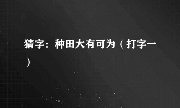 猜字：种田大有可为（打字一）