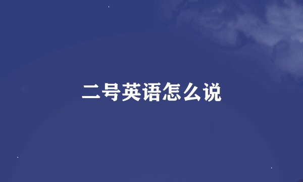 二号英语怎么说
