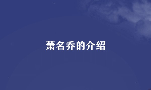 萧名乔的介绍