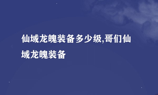 仙域龙魄装备多少级,哥们仙域龙魄装备