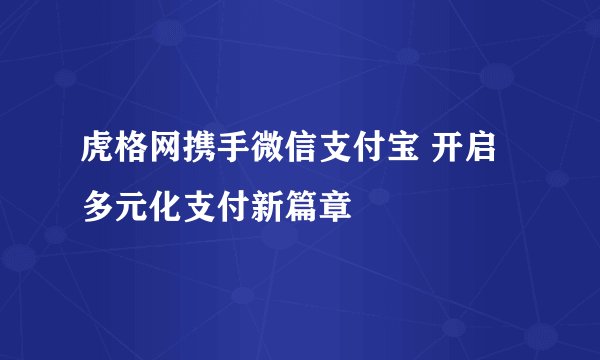 虎格网携手微信支付宝 开启多元化支付新篇章