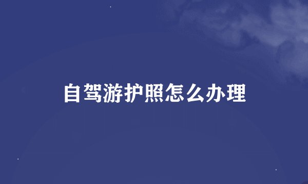 自驾游护照怎么办理