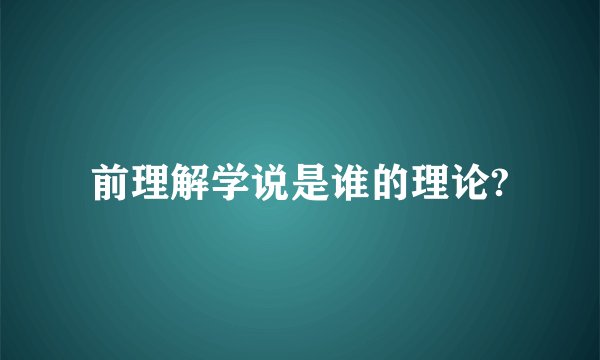 前理解学说是谁的理论?