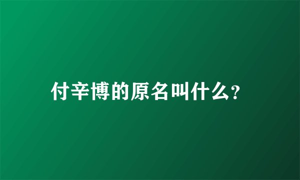 付辛博的原名叫什么？