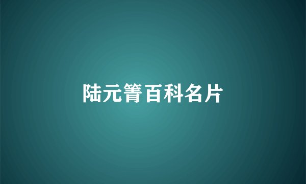 陆元箐百科名片