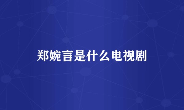 郑婉言是什么电视剧