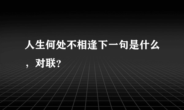 人生何处不相逢下一句是什么，对联？