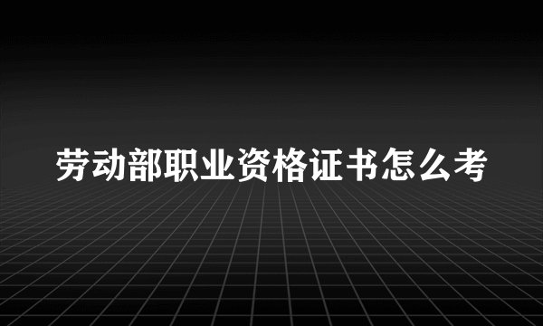 劳动部职业资格证书怎么考