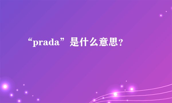 “prada”是什么意思？
