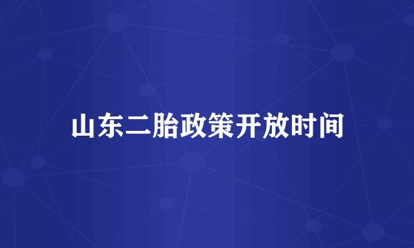 山东二胎政策开放时间