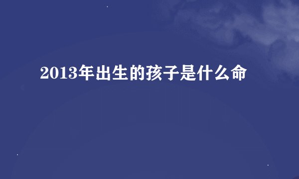 2013年出生的孩子是什么命