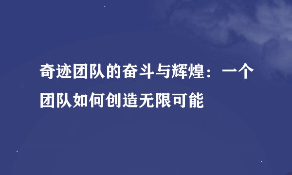 奇迹团队的奋斗与辉煌：一个团队如何创造无限可能