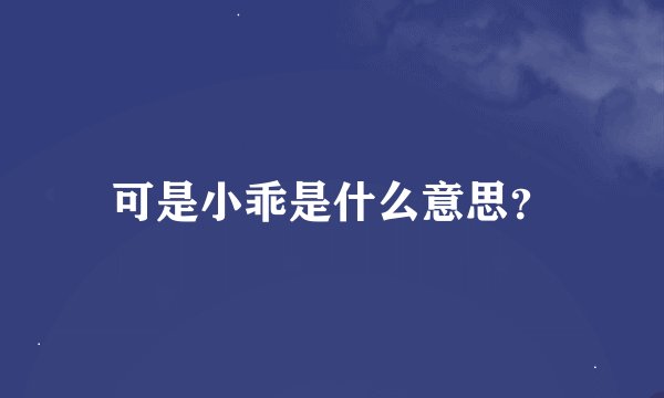 可是小乖是什么意思？