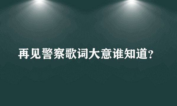 再见警察歌词大意谁知道？