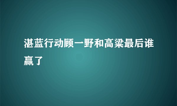 湛蓝行动顾一野和高粱最后谁赢了