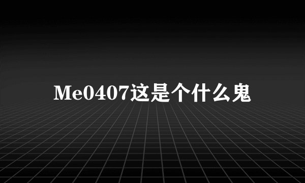 Me0407这是个什么鬼