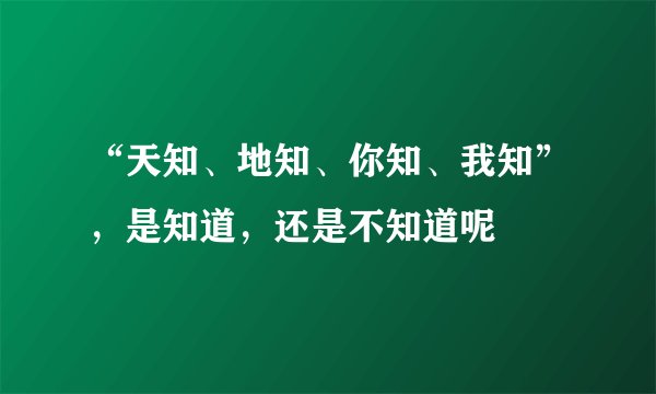 “天知、地知、你知、我知”，是知道，还是不知道呢