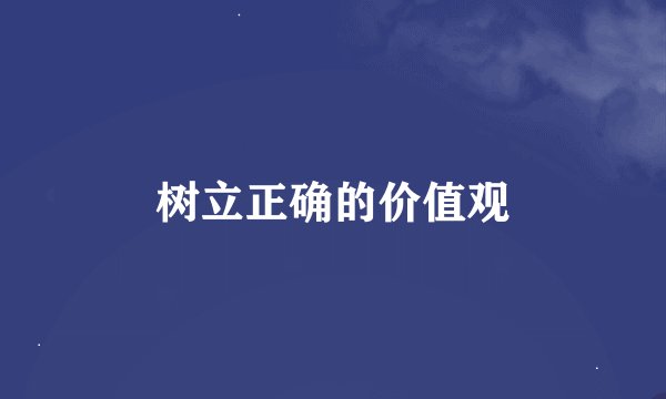 树立正确的价值观