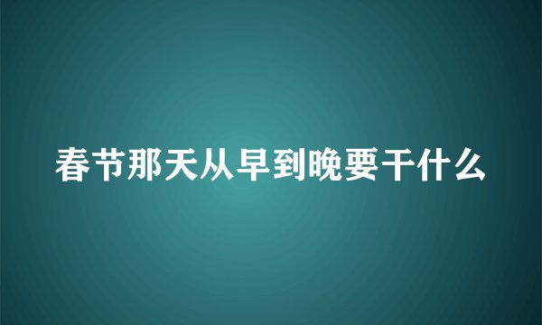 春节那天从早到晚要干什么