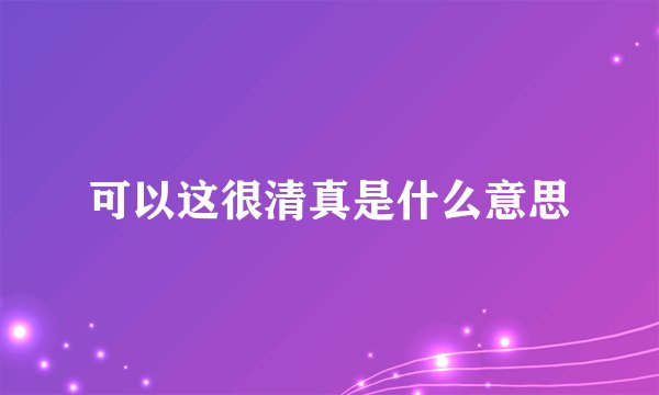 可以这很清真是什么意思