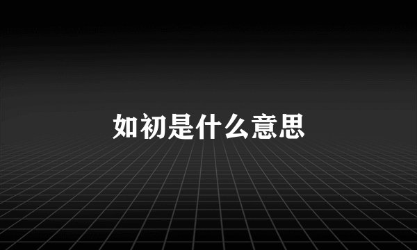 如初是什么意思