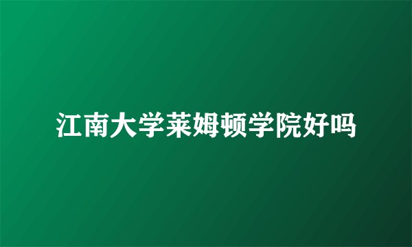 江南大学莱姆顿学院好吗