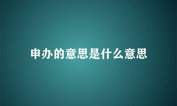 申办的意思是什么意思