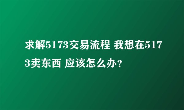 求解5173交易流程 我想在5173卖东西 应该怎么办？