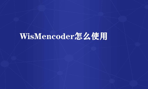 WisMencoder怎么使用