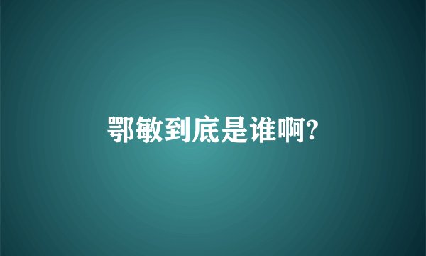 鄂敏到底是谁啊?
