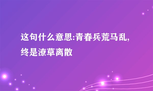 这句什么意思:青春兵荒马乱,终是潦草离散