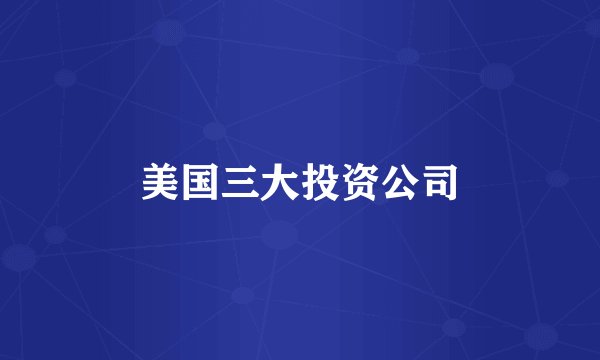 美国三大投资公司