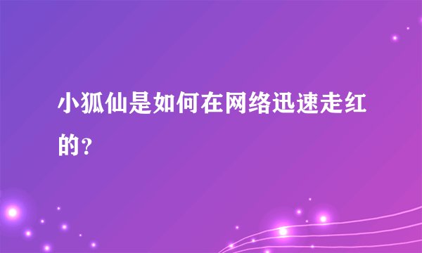 小狐仙是如何在网络迅速走红的？
