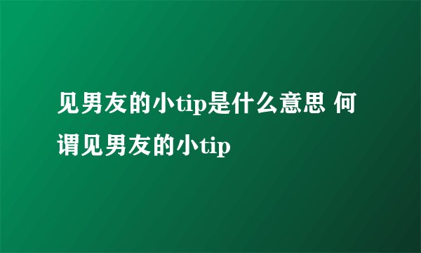 见男友的小tip是什么意思 何谓见男友的小tip