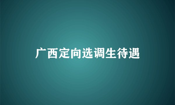 广西定向选调生待遇