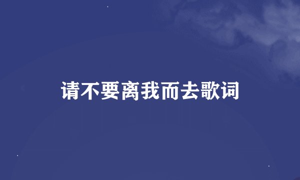 请不要离我而去歌词