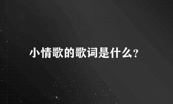 小情歌的歌词是什么？