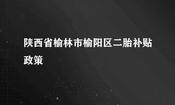 陕西省榆林市榆阳区二胎补贴政策