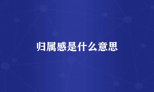 归属感是什么意思