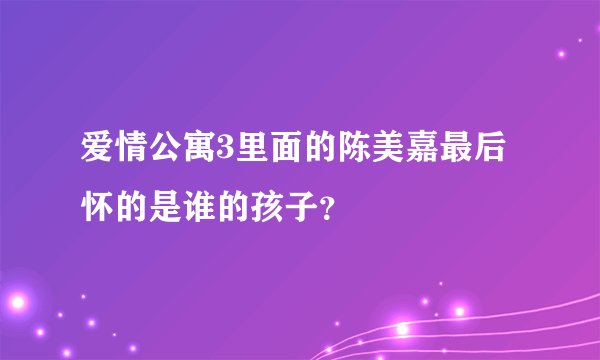 爱情公寓3里面的陈美嘉最后怀的是谁的孩子？