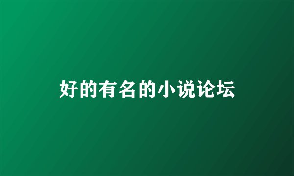 好的有名的小说论坛