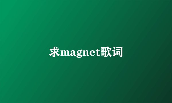 求magnet歌词