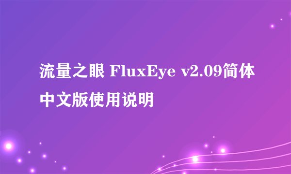 流量之眼 FluxEye v2.09简体中文版使用说明